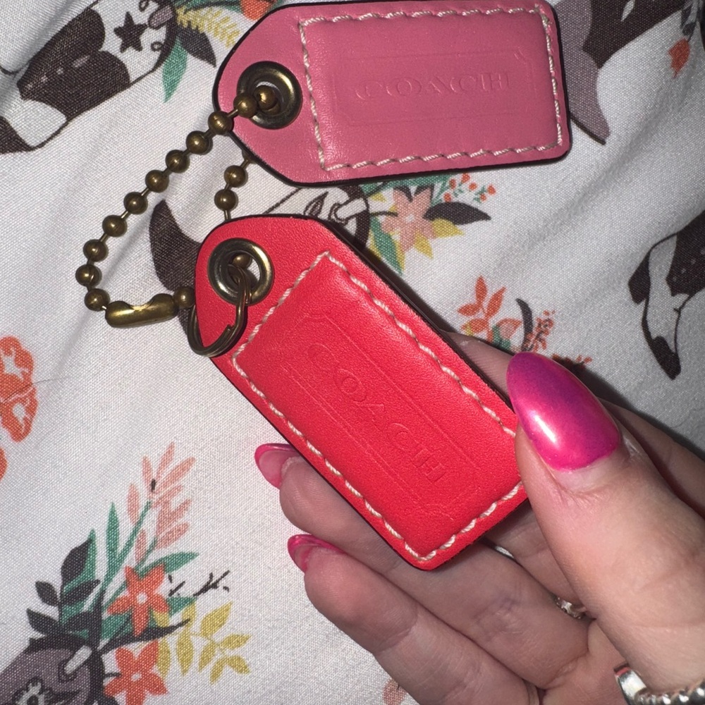 Coach Red and Pink Keychain/Tag Set - Picture 4 of 6